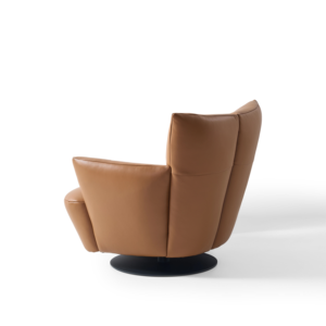 <span class=keywords><strong>Poltrona</strong></span> Girevole Moderna con Schienale Alto e Braccioli Imbottiti, Base in Acciaio al Carbonio per Soggiorno, Hotel, Villa - Product Image 4