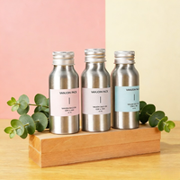 Bouteille en aluminium argentée vide pour huiles essentielles et parfums, qualité alimentaire, 50ml, 100ml, 200ml, 250ml, 500ml, avec pompe et bouchon à vis