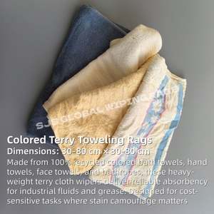 Trapos de algodón de colores reutilizados de súper adsorción, paños de algodón para uso industrial, trapos de toalla de colores para limpieza - Product Image 2