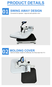 Factory Direct 38*38cm Flat Manual High Sublimation Heat Press Machine for T-Shirt Printing CH2418 Large Heating Platen 38*38cm - Product Image 4
