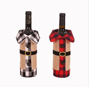 Nordic lino Plaid decorazioni natalizie Festive copri bottiglia di vino e decorazioni per la festa di casa per l'atmosfera - Product Image 1