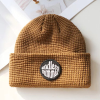 Bonnet unisexe en acrylique à tricot gaufré, brodé en 3D, style pêcheur, pour sports d'hiver décontractés