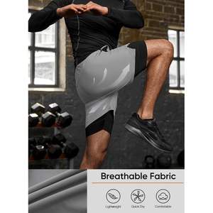 Custom <b>Men's</b> 2-in-1 Quick Dry Running <b>Shorts</b> with <b>Compression</b> Liner Zip Pockets & Towel Loop XS Size Logo Decoration - Product Image 6