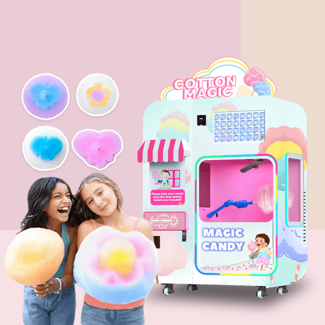 New Fast Return Automatic High Productivity Metal Cotton Candy Robot Vending Machine with Commercial Use