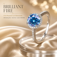 Bague de luxe micro-pavée en argent sterling S925 électroplaqué avec moissanite, couleur D, 0,5 carat et 1 carat, pour femme, modèle transfrontalier