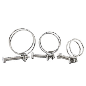 Eight Directions Dual Wire Hose Clamp Stainless Steel Metric Pipe Clamp General Industry Throat Clamp Polished Finish - Product Image 1