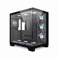 Casing PC Gaming ATX Mid Tower Grosir dengan Kaca Temper Panoramic untuk Esports Gamer, Rakitan Desktop, Pendingin Cair AIO 360mm