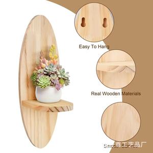 Wooden Wall Mounted <b>Shelf</b> Oval Shape Solid Wood Plant <b>Rack</b> For Bedroom Living Room Display - Product Image 1