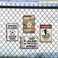 Letrero Metálico Plano de Fútbol con Impresión 2D, Decoración de Pared con Eslogan Divertido para Gimnasio, Patio Trasero o Sala Deportiva