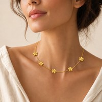Grosir Siap Kirim Best Seller 2026 Kalung Liontin Bunga Rantai Baja Anti Karat Lapis Emas 18K untuk Wanita