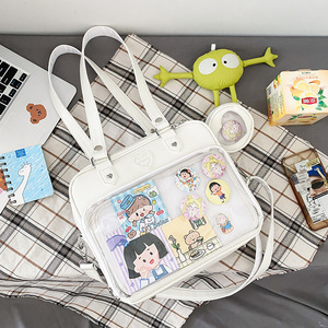 Kawaii PU Pain Bag Transparent Panel <span class=keywords><strong>Otaku</strong></span> Tote Style de l'école japonaise Mignon Fandom Sac à bandoulière - Product Image 4