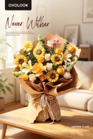 Bouquet de fleurs en plastique ABS DIY, blocs de construction MOC, modèle de briques, jouet, fleur préservée, décoration de meubles