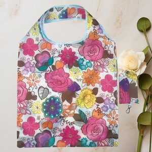 Mailer Hotselling <b>In</b>-stock Large Polyester Foldable Letter Pattern Tote Bag Supermarket Portable Shopping Bag Gift Bag Wholesale - Product Image 2