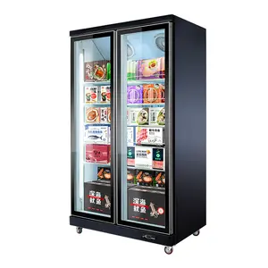 dairy freezer counter double door display showcase freezer double door