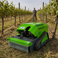 Tondeuse robotisée industrielle télécommandée avec moteur diesel 18 CV, conception sur chenilles et système de coupe à fléaux pour pentes raides