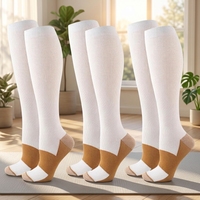 3 paires de chaussettes de compression antidérapantes en cuivre tricotées 10-20 mmHg, soutien genouillère pour hommes, femmes, sport, voyage, soins infirmiers, maternité