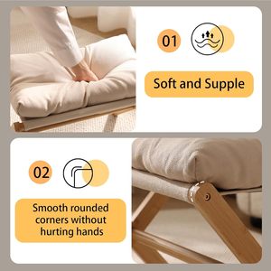 आधुनिक पंड सोफे स्टूल मोटी कपास कुशन फोफोल्डिंग फुटरेस्ट छोटे एक्सेंट ओटामन बांस x पैर बेडरूम के रहने के लिए - Product Image 5