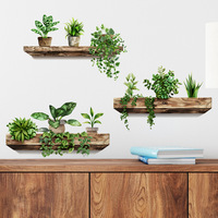 Autocollants muraux en vinyle amovibles pour plantes vertes 3D, très vendus, pour le salon
