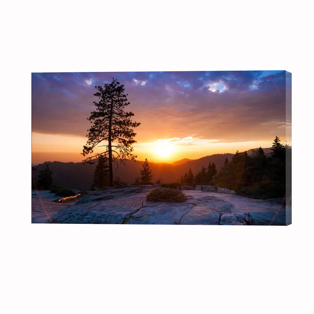 Modern Home Decor Fine Art Beautiful Sunset Scenery Canvas Photo Printing For Wholesale