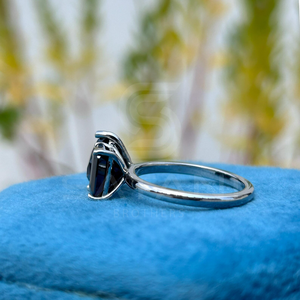 Anillo Toi Et Moi de Plata de Ley 925 con Moissanita Negra, Corte Pera y Esmeralda, Doble Piedra, Regalo de Aniversario o Promesa - Product Image 1