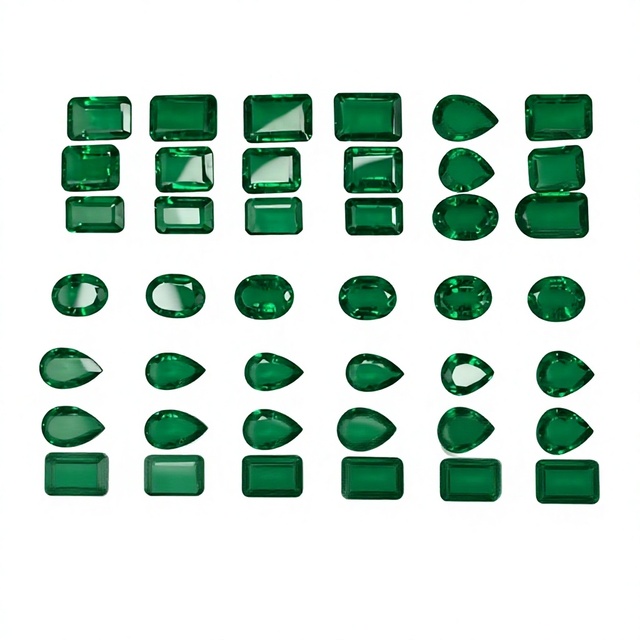 AAA Colombian Green Synthetic Emerald Mix Shape Faceted Loose Gemstones Calibrated Emerald Stones for Jewelry Making Wholesale