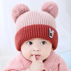 Alla rinfusa di alta qualità Custom Private Label bambino invernale per bambini berretto nero lavorato a maglia