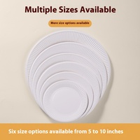 Plateau en carton blanc biodégradable pour fêtes, hôtels, usage domestique, assiette en papier jetable légère avec bord gaufré
