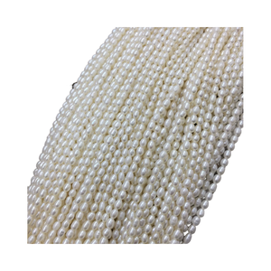 Natural 3-4mm Blanco/Rosa/Púrpura Barroco Perla de agua dulce Hilo Perforado lateral Corto 7 \ "Cadena Perlas sueltas - Product Image 1