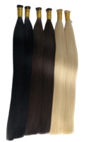 Extensions de cheveux pré-collées I-Tip, cheveux humains indiens vierges Remy Grade 12A, double trame machine, longueur 10"-30"