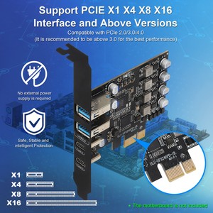กา<span class=keywords><strong>ร์</strong></span>ด PCIe USB 3.0, กา<span class=keywords><strong>ร์</strong></span>ดขยาย PCI Express แบบ 2x USB C + 2x USB A สำหรับเดสก์ท็อปพีซี - Product Image 4