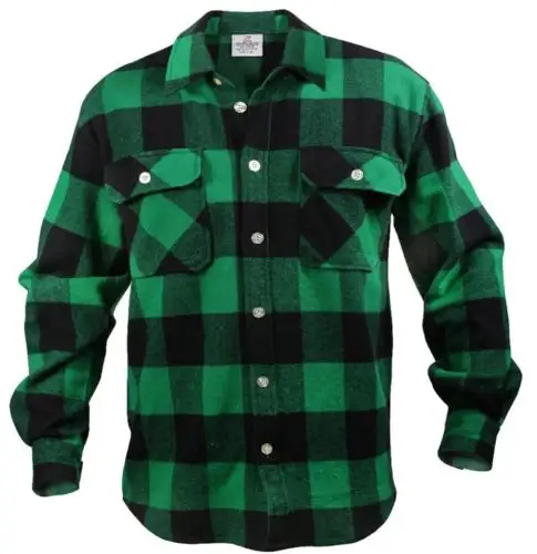 Men's Classic Check Plaid Shirts Brushed Cotton Flannel Shirts Heavy Weight Brawny Men's Flannel Shirts Of Long Sleeve