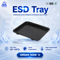 Boîte de rangement SMT antistatique ESD noire, conteneur de composants PCB conducteurs en plastique