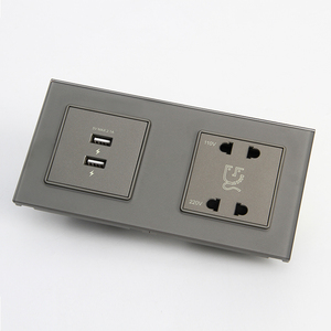 Grey Tempered Glass Double USB Charging and 110V 220V Shaver <strong>Socket</strong> for <strong>Bathroom</strong> - Product Image 4