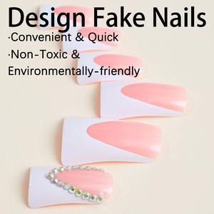 24 ชิ้น/ชุด ขายส่ง ปลายเล็บรูปทรงปากเป็ด สไตล์มินิมอลฝรั่งเศส กดติดเล็บปลอม ขายส่ง XB-85-92 - Product Image 3