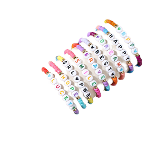 Pulseras de Cuentas con Letras del Alfabeto al por Mayor, Económicas, a la Moda, Estilo Boho, Coloridas, con Palabras de Sueño, Esperanza y Amor, Unisex, para Regalo - Product Image 1