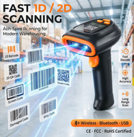 WCMI - Lector de Códigos QR CMOS 2D Resistente con Pantalla, Escáner de Códigos de Barras Inalámbrico Bluetooth, Interfaz USB
