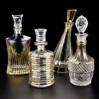 Ensemble de verres à whisky et à vin rouge de luxe français avec fil d'or importé Verre à liqueur en cristal haut de gamme européen Cadeau pour la maison