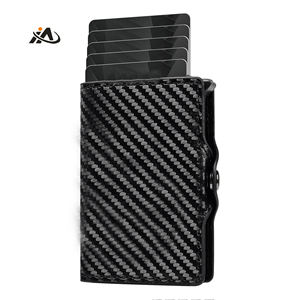 Estuche para tarjetas emergentes con botón superior Bloqueo RFID Cartera emergente minimalista Estuche para tarjetas de crédito de metal de aluminio con compartimento para billetes - Product Image 2