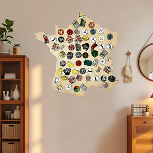 Décoration murale style européen avec support de rangement en forme de pays de golf, sans perçage, brun clair, irrégulier, fait main - Product Image 1