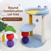 Arbre à chat combiné rond en sisal avec maison, griffoir et jouet tout-en-un pour chats