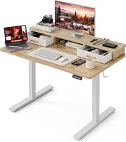 Bureau d'écriture moderne en bois, écologique, portable, réglable en hauteur par motorisation, avec tiroir de rangement, idéal pour les petites surfaces d'étude