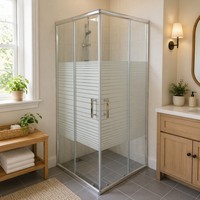 Cabine de douche complète moderne en verre trempé et aluminium chromé pour projet de salle de bain