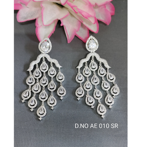 Classic Teardrop Stone Studded American <b>Diamond</b> <b>Earrings</b> Premium Cubic Zirconia Statement <b>Earrings</b> for Women Bridal Wedding - Product Image 6