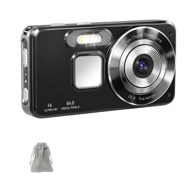 4K 64MP HD Digital Camera 7x Optical Zoom Dual Screen Optical Image Stabilization Rechargeable Battery 32GB SD