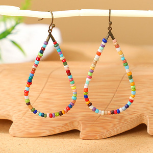 Bohemian Water <b>Drop</b> Earrings Colorful Beaded Alloy Women's Party Jewelry 2024 - Product Image 3