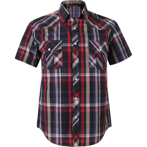Chemise habillée pour homme en flanelle à carreaux, anti-chaleur, protection ignifuge, 100% coton, manches courtes, boutonnée, épaules tombantes, protection contre la vapeur - Product Image 1