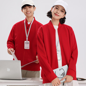 Customized 4S Store Work Uniforms Dark Green Fleece Lined Polyester Fiber With Logo Daily Wear - Product Image 2