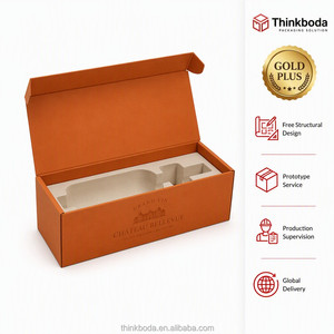 Boîte cadeau personnalisée pour <span class=keywords><strong>vin</strong></span>, 1 bouteille de 750 ml, avec logo, boîte en carton de luxe orange brûlé pour l'emballage de bouteilles de <span class=keywords><strong>vin</strong></span>, vente en gros - Product Image 1