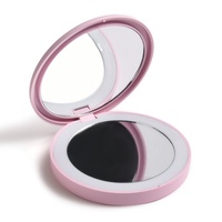 Miroir de maquillage compact rose mignon à LED double face, idéal pour la poche – Meilleure vente