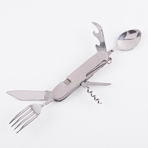 Utensili da campeggio set di posate staccabili Multi-strumento kit cucchiaio forchetta coltello apribottiglie pieghevole posate portatili per escursioni da viaggio - Product Image 6